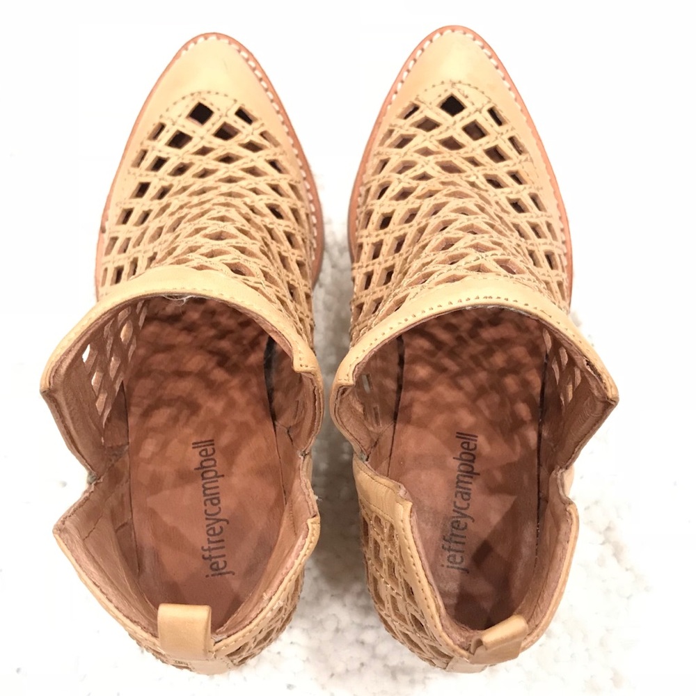 Jeffrey Campbell Taggart Open Weave Tan Booties - Picture 4 of 8